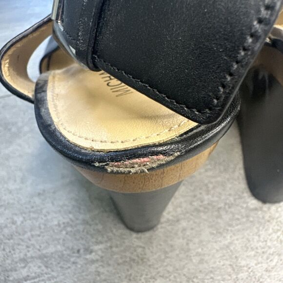 Michael Kors Womens Josephine Black Leather Wedge Platform Heels Size 7M - Picture 5 of 6